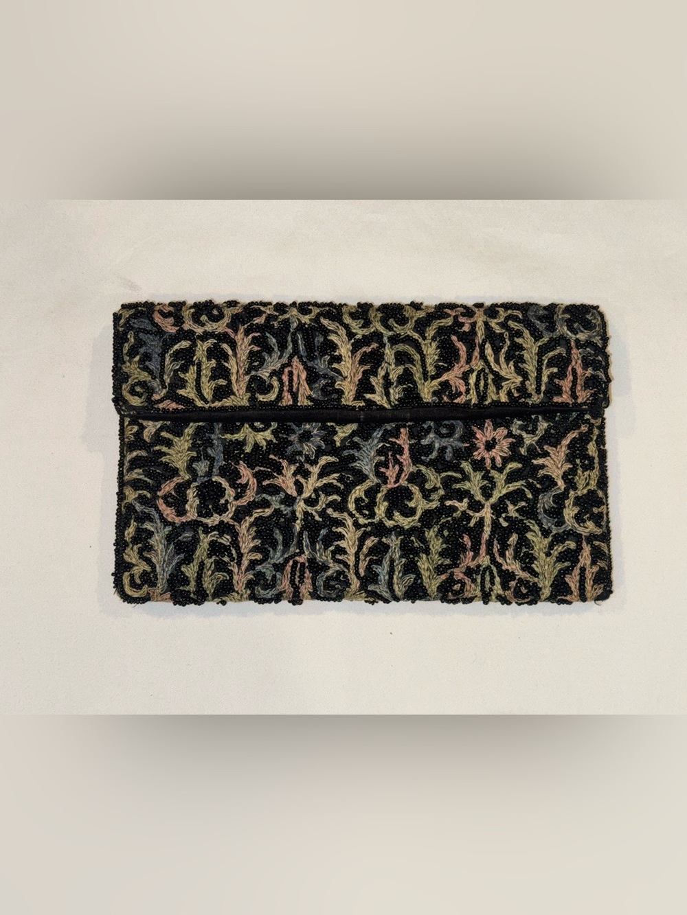 Vintage Bags by Josef Hand Beaded Floral Clutch Evening Bag Unique Multicolor